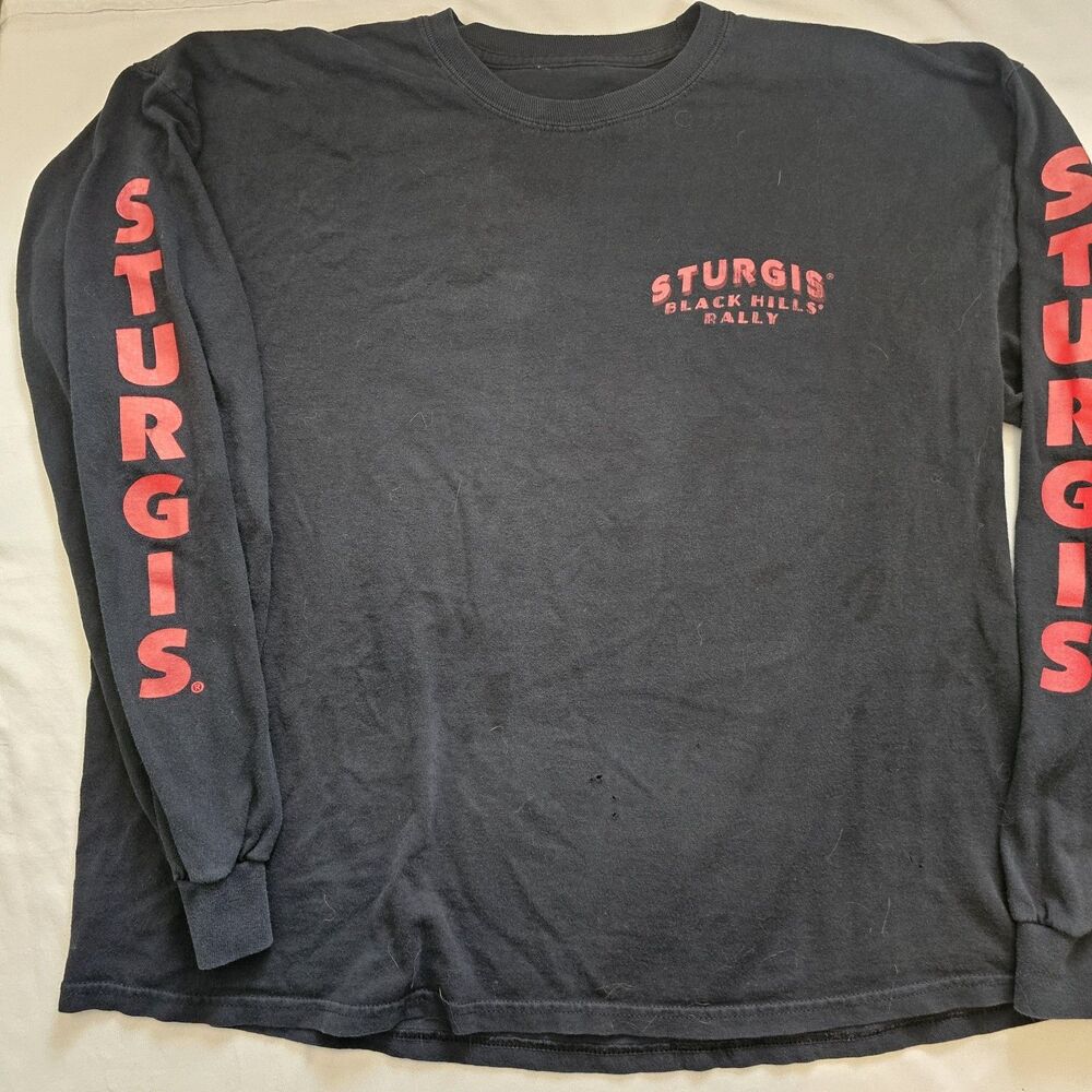 Sturgis 2012 Black Hills Rally Long Sleeve XL Motorcycle Shirt Black - Picture 2 of 8